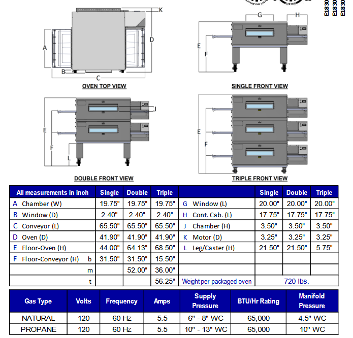 Reconditioned/Used: Edge, 1830, Gas Conveyor Oven
